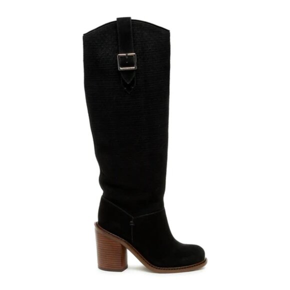 NEW KELSI DAGGER Suede Fletcher Wide Calf High Shaft Boots in black 1125 5m3 - Picture 1 of 8